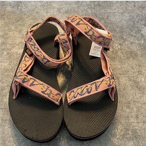 Teva Flatform Universal Sandals Pink/Blue Worn Once Size 11